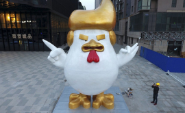 O statuie a unui cocoş cu frizura lui Trump marchează anul cocoşului în China